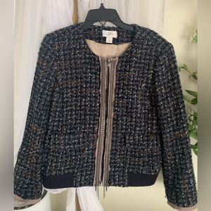 LOFT tweed jacket with chain detail